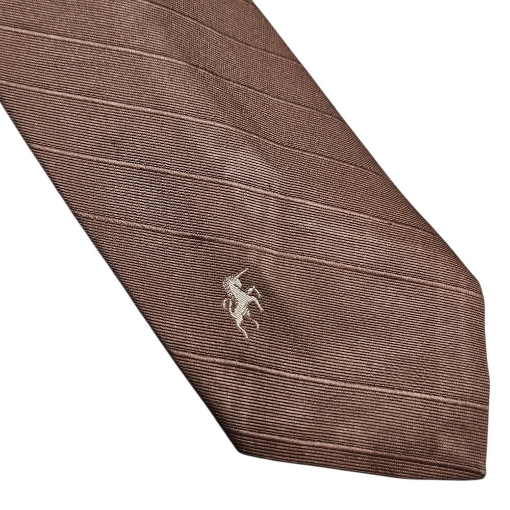 BRONZINI Chocolate Brown Striped Silk Blend Necktie Unicorn Old Money Capsule‎